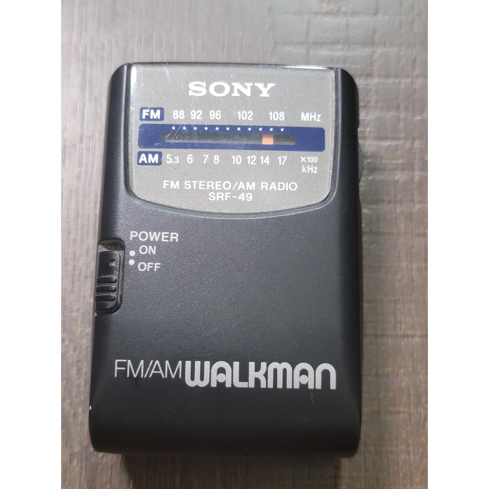 Sony Walkman SRF-49 Portable FM AM Stereo Radio Black Vintage Pocket Radio
